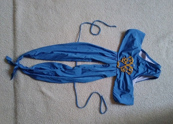 Rebecca sky blue monokini with gold bling - Picture 2 of 3